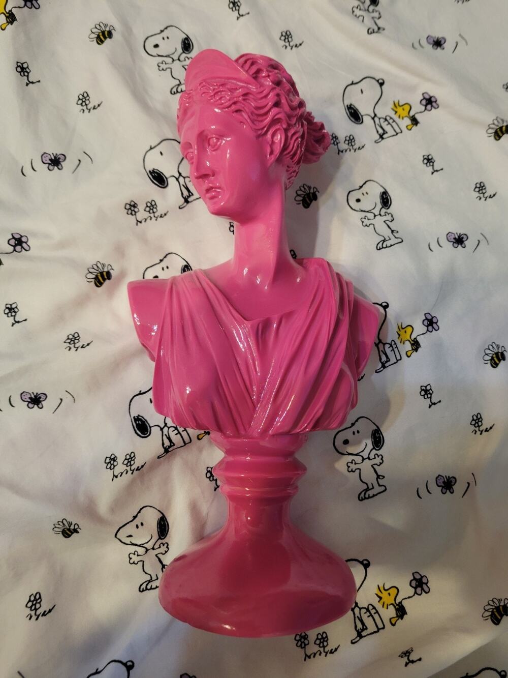 PINK Resin Bust Sculpture Modern- Classical Decorative Art Figurine 12"